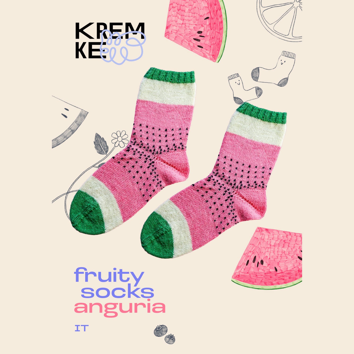 kremke-soul-wool-fruity-socks-wassermelone-strickanleitung-socken image 6