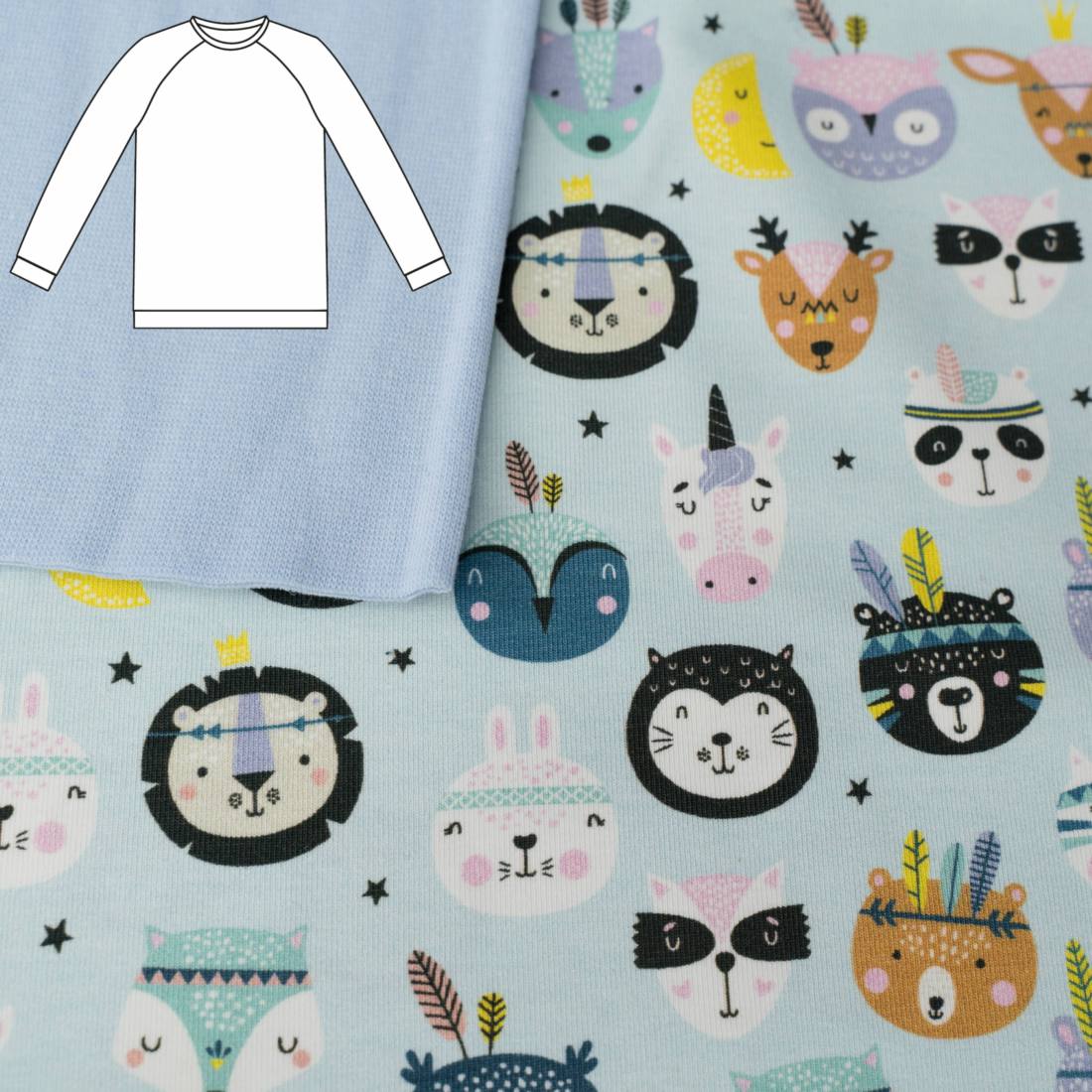 n-hfrosch-n-hpakete-sama-kids-shirt-n-hset-boho-tiere-hellblau-jersey image 1
