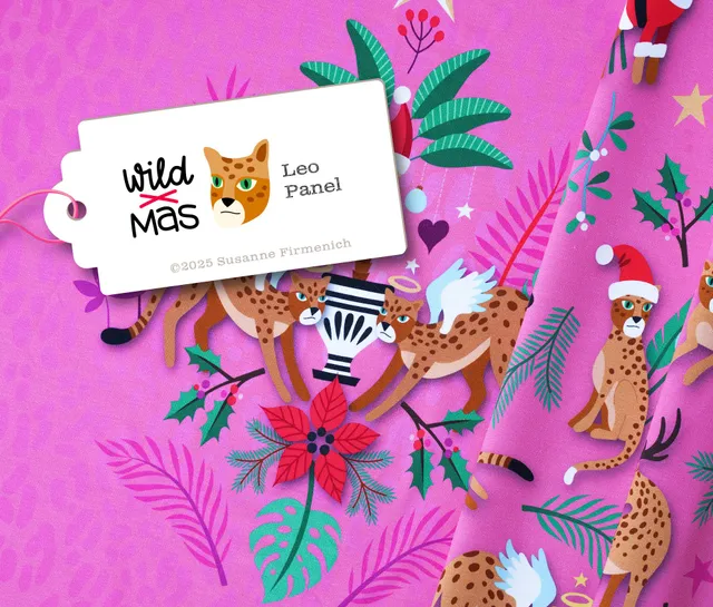 hamburger-liebe-wild-xmas-2025-leo-panel-pink-canvas-stoff-gots image 1