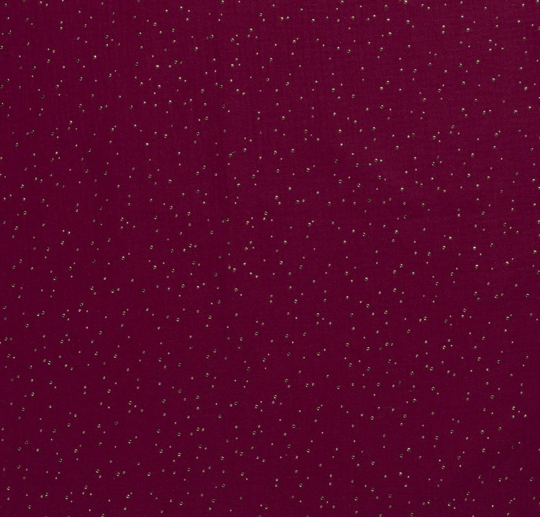n-hfrosch-musselin-glitzer-punkte-stoff-fuchsia-gold image 1