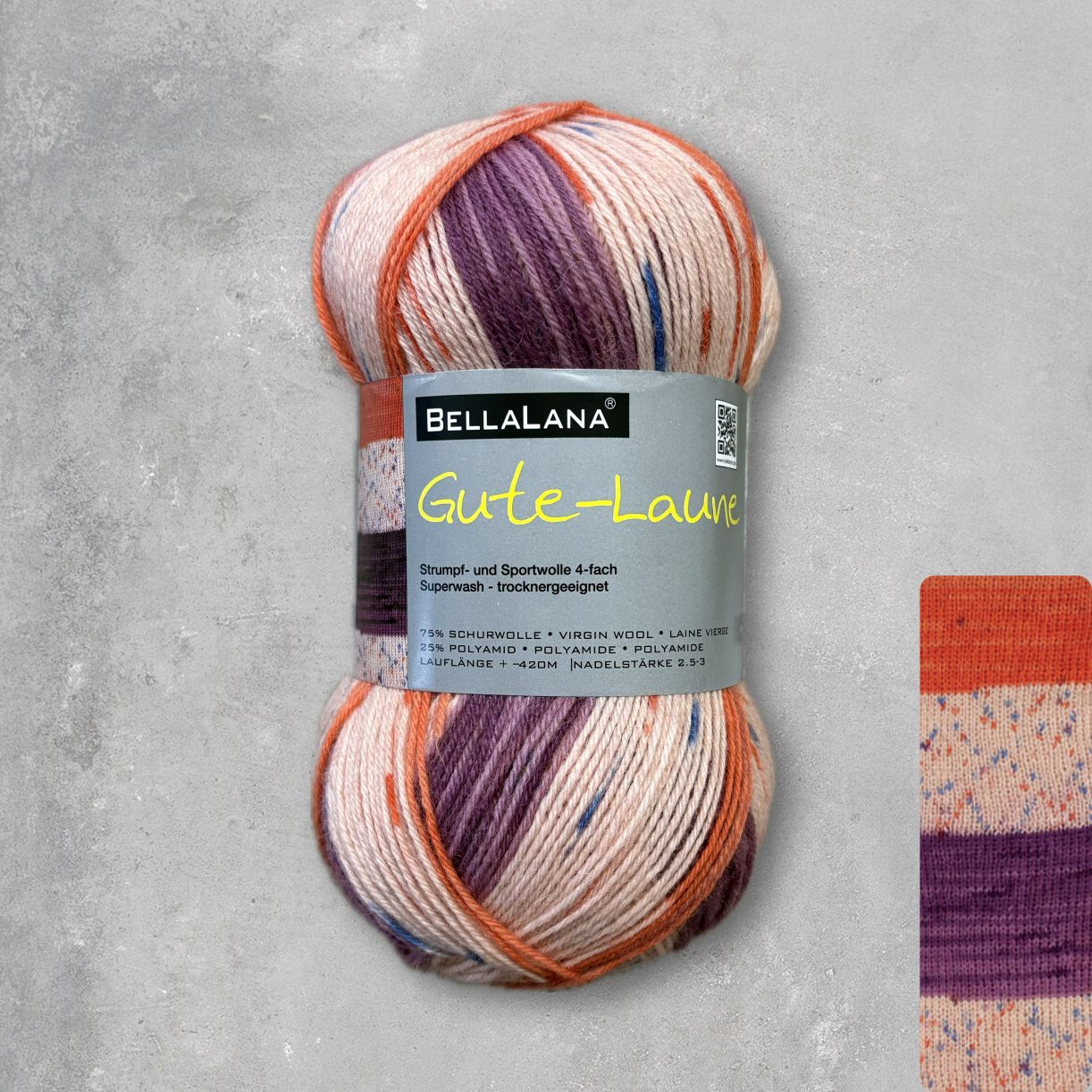 bellalana-gute-laune-socke-sockengarn-orange-rot-bunt image 7