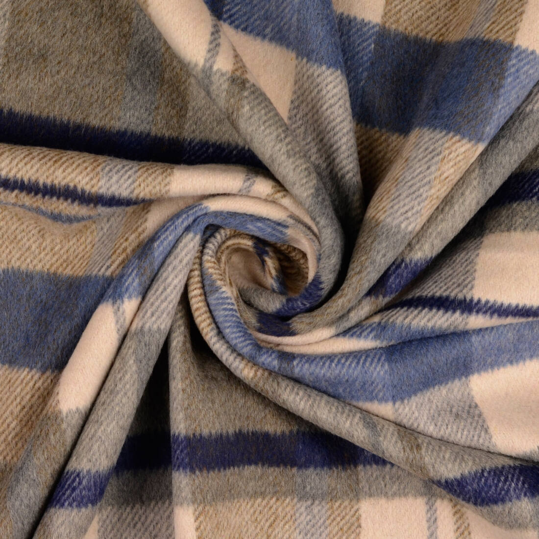 n-hfrosch-mantelflausch-karo-beige-blau-mantelstoff image 2
