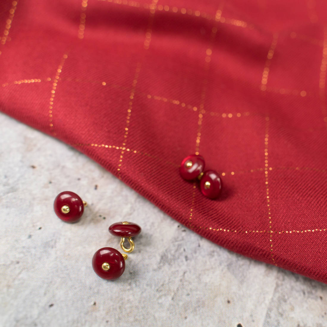 n-hfrosch-stoffe-viskose-twill-glitzer-karo-rot-meterware image 8