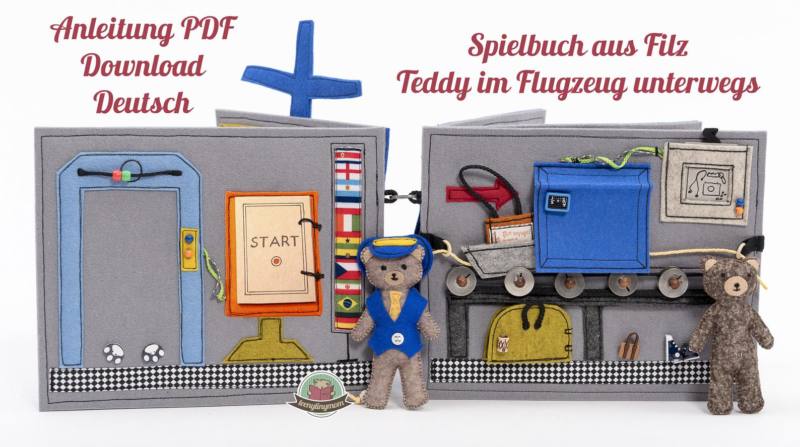 n-hfrosch-teddy-im-flugzeug-quiet-book-f-hlbuch-filz-10-seit image 5
