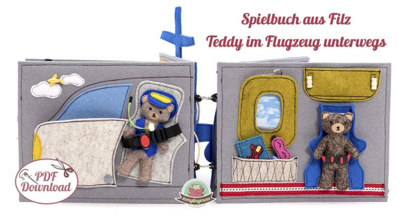 n-hfrosch-teddy-im-flugzeug-quiet-book-f-hlbuch-filz-10-seit image 6