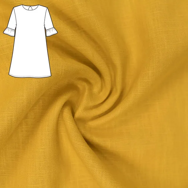 n-hfrosch-cantik-n-hpaket-kleid-leinen-gelb-garn-knopf image 1