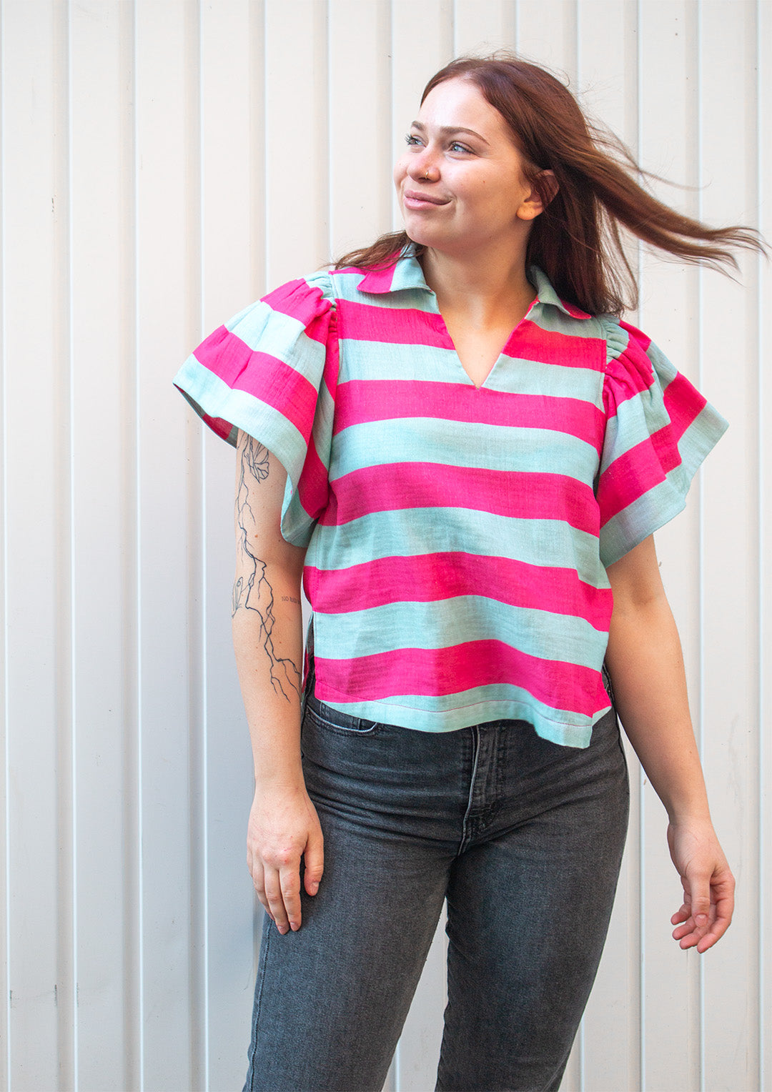 konfetti-patterns-musselin-konfettistreifen-pink-mint-meterware image 4