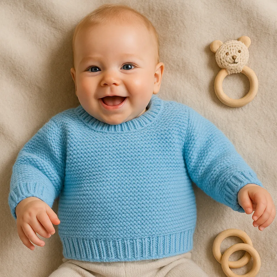bellalana-babylana-strick-set-baby-pullover-rosa-anf-nger image 1
