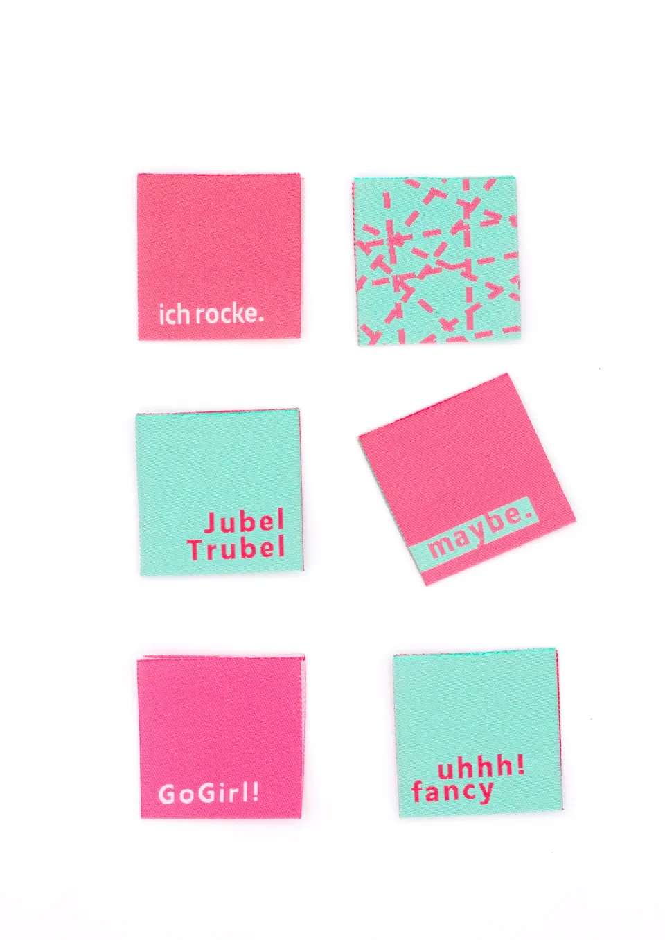 konfetti-patterns-label-weblabel-6er-set-mint-himbeere image 1