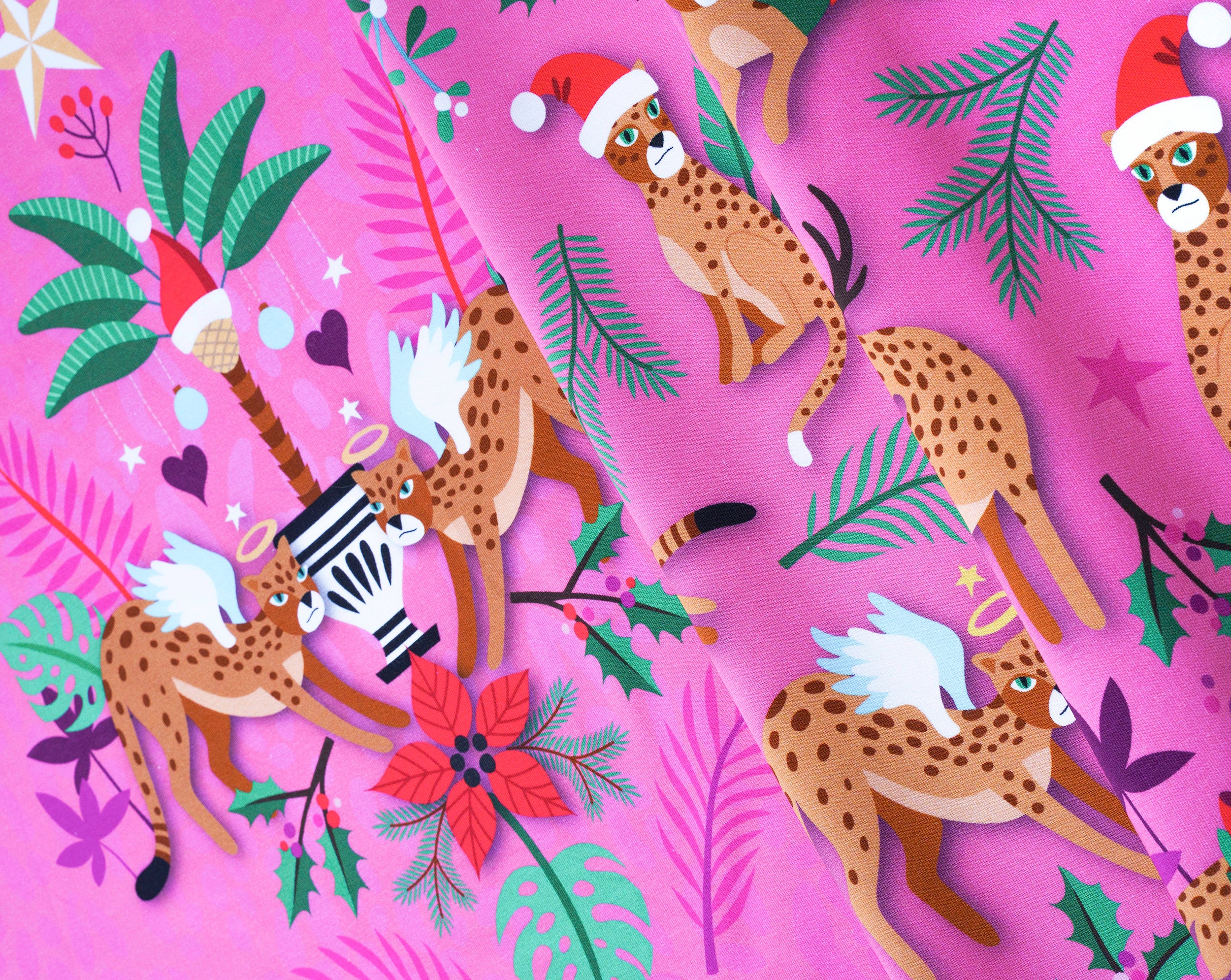 hamburger-liebe-wild-xmas-2025-leo-panel-pink-canvas-stoff-gots image 3