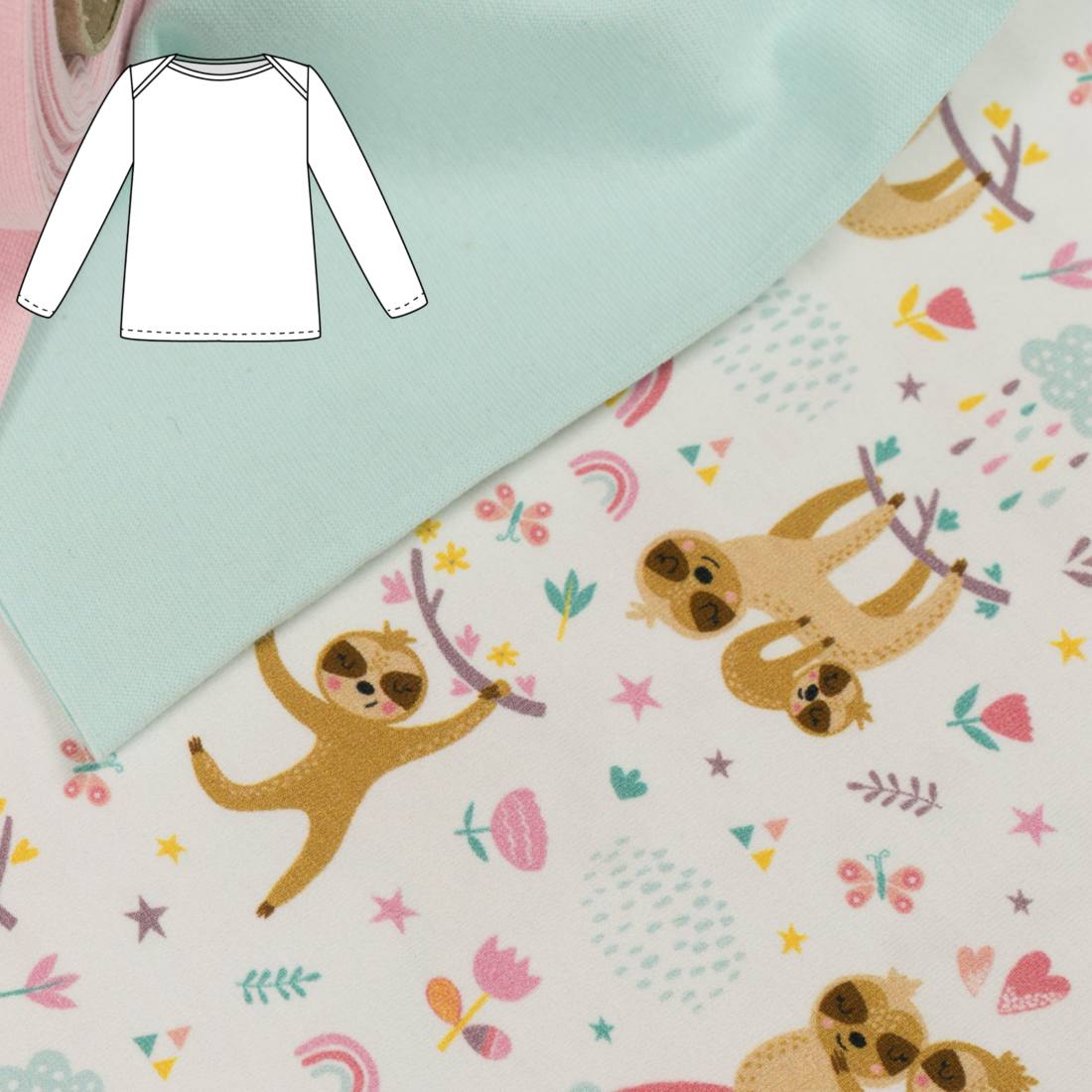 n-hfrosch-kerdil-babyshirt-n-hpaket-faultier-regenbogen-jersey image 1