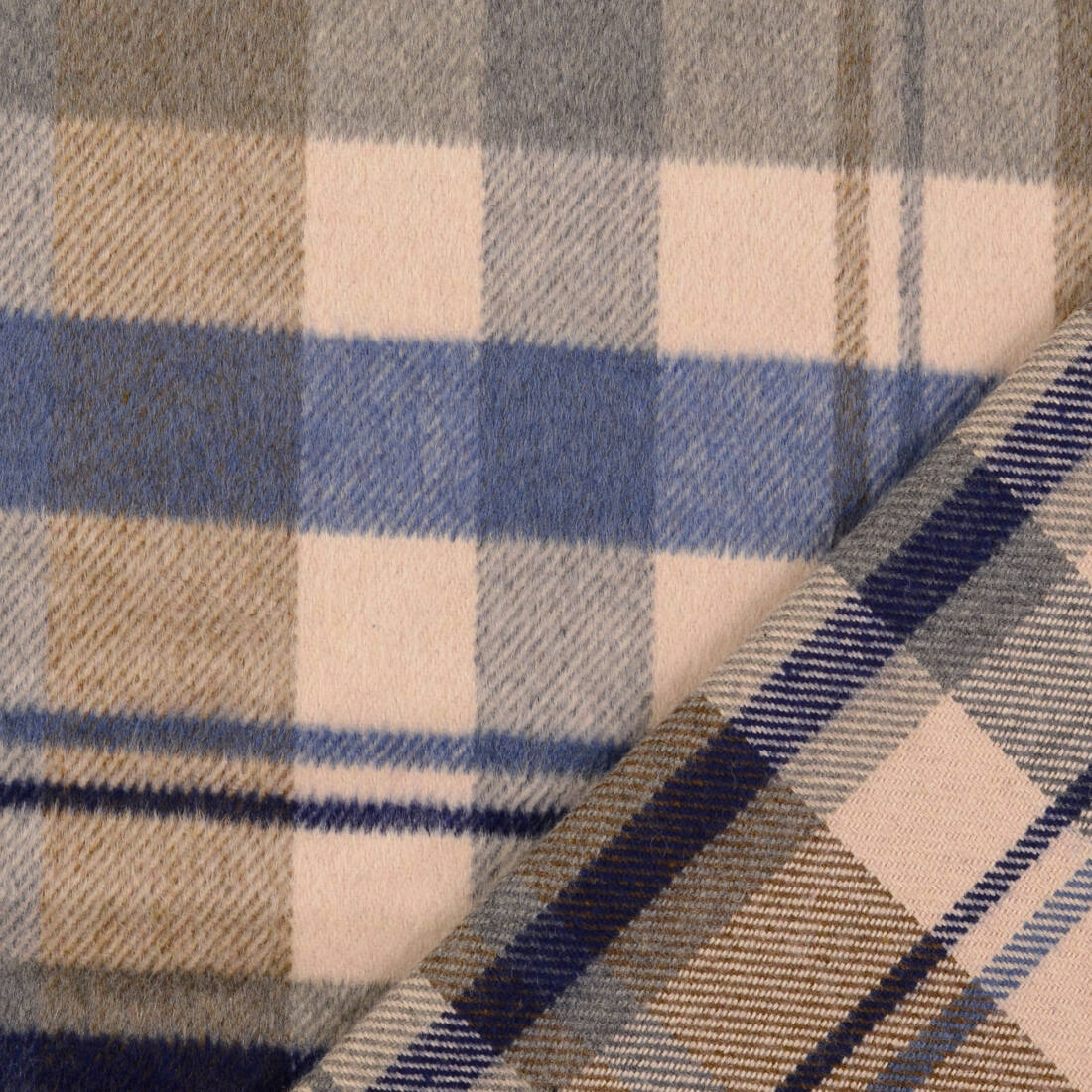 n-hfrosch-mantelflausch-karo-beige-blau-mantelstoff image 3