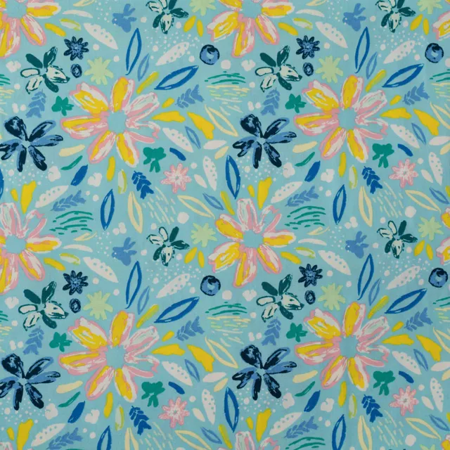 n-hfrosch-stoffe-summer-daze-baumwollstoff-popeline-t-rkis image 1