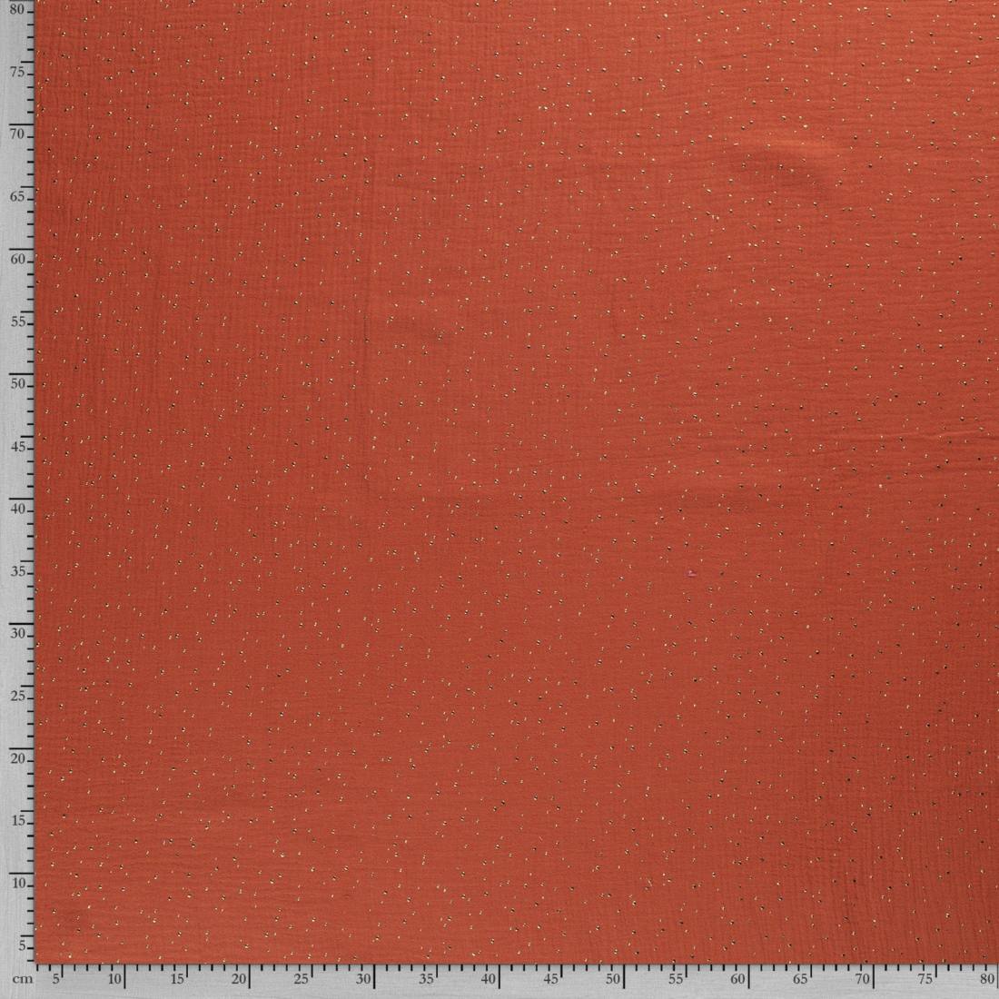 n-hfrosch-musselin-glitzer-punkte-steinrot-double-gauze-meterware image 3