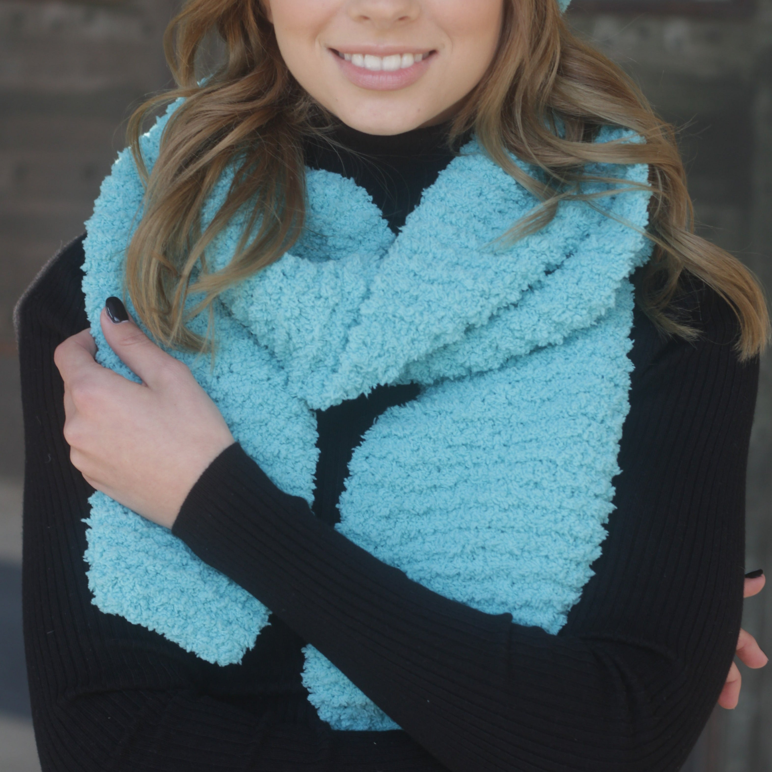 bellalana-teddy-strick-set-schal-m-tze-t-rkis-polyester image 4