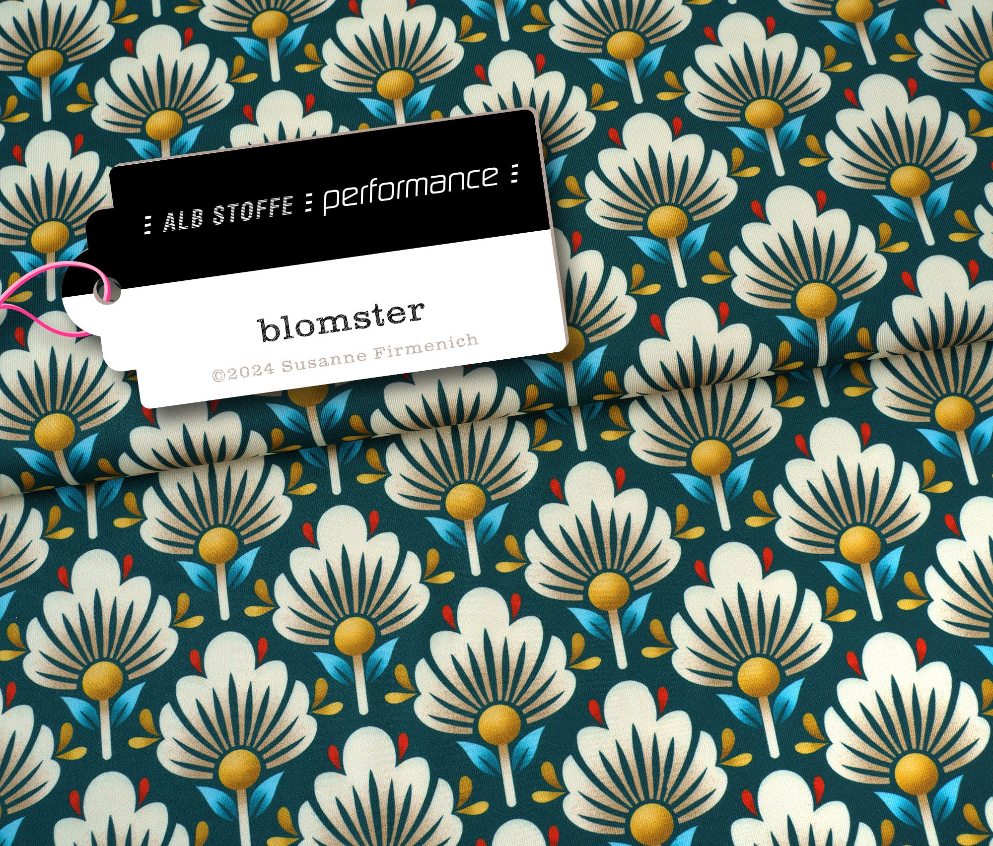 hamburger-liebe-performance-blomster-petrol-stoff-meterware-uv image 1
