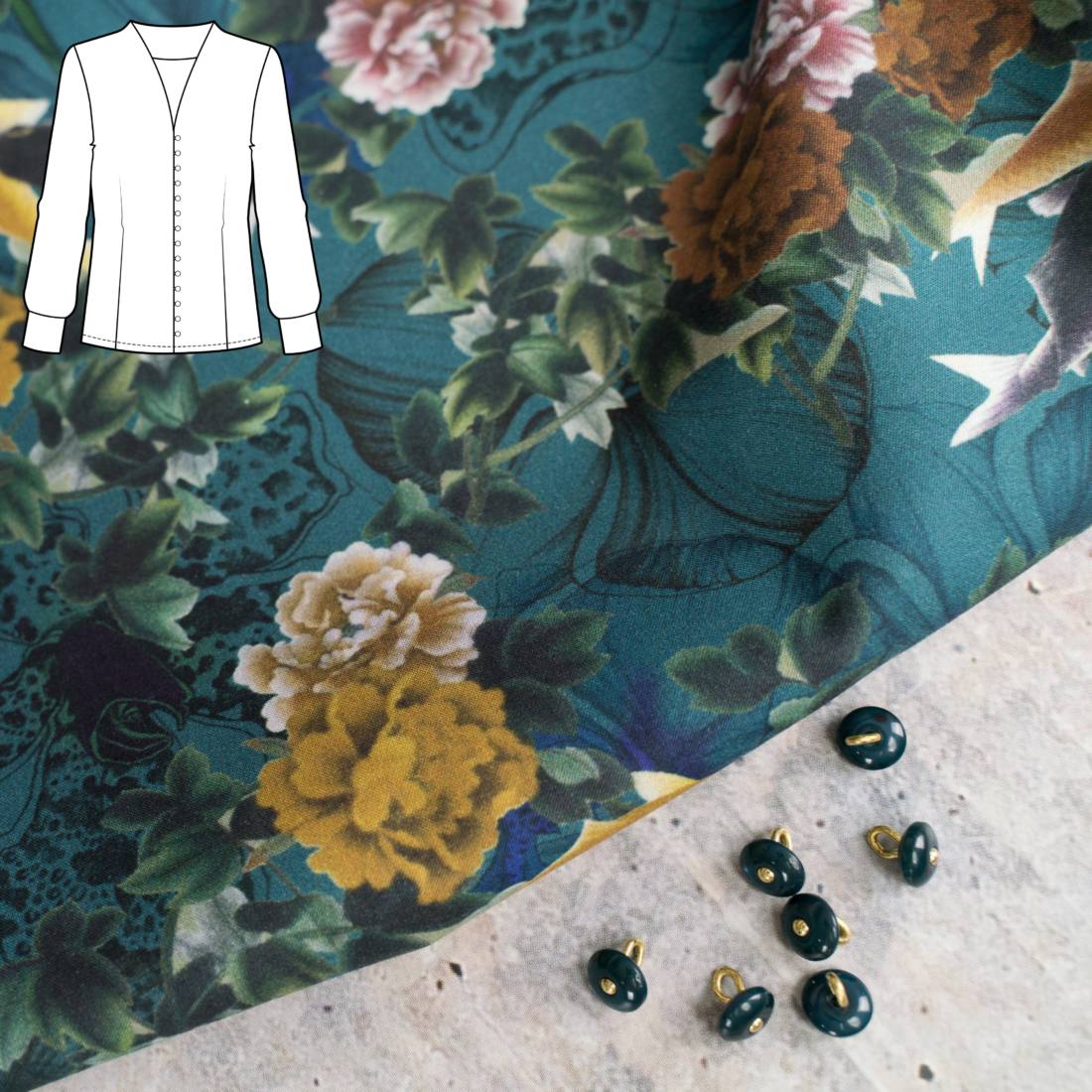 n-hfrosch-perlente-n-hpaket-bluse-fische-blumen-voile image 1