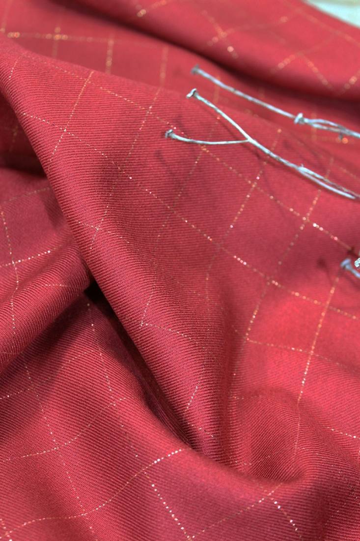 n-hfrosch-stoffe-viskose-twill-glitzer-karo-rot-meterware image 4