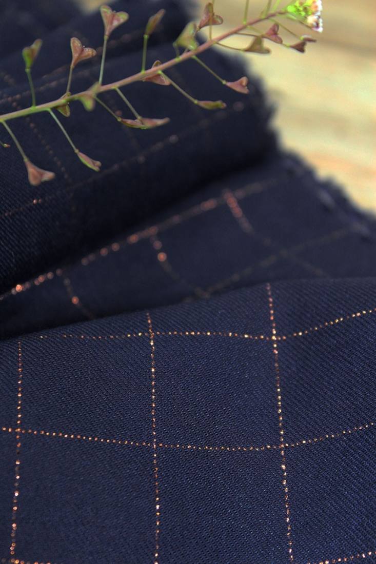 n-hfrosch-stoffe-viskose-twill-glitzer-karo-stoff-dunkelblau image 3