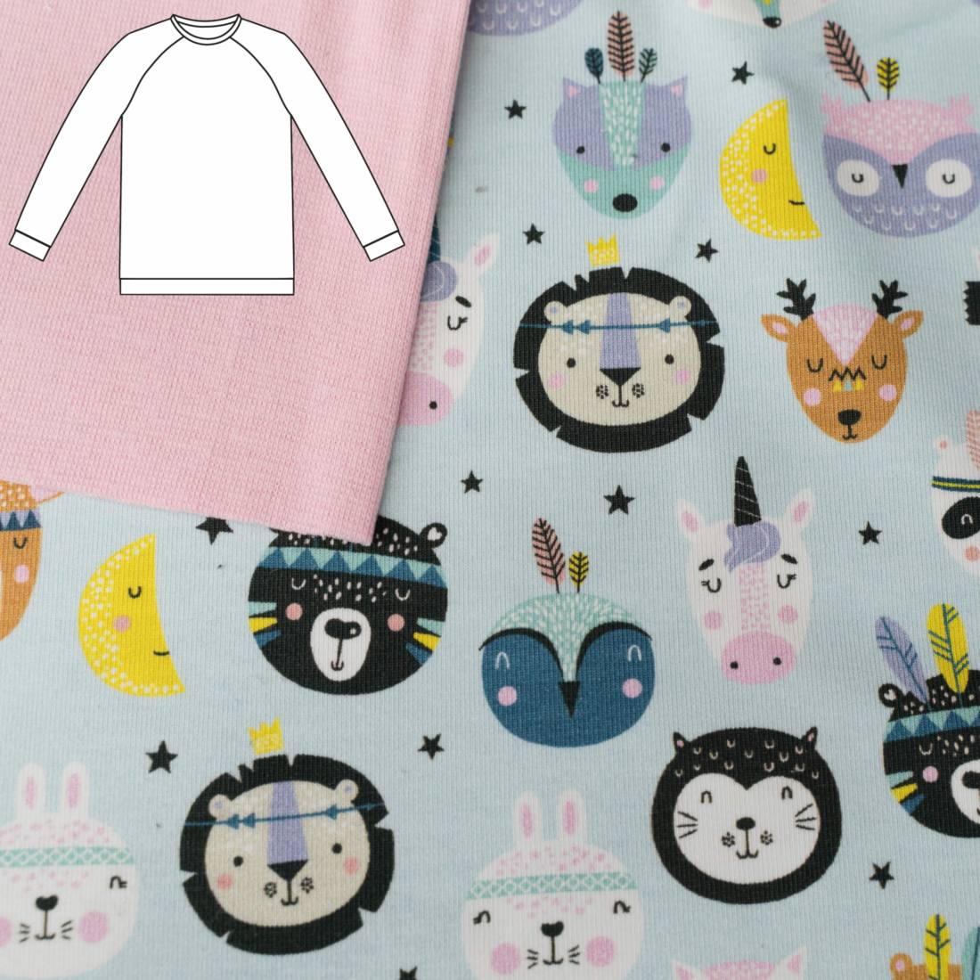 n-hfrosch-n-hpakete-sama-n-hset-kids-shirt-boho-tiere-rosa image 1