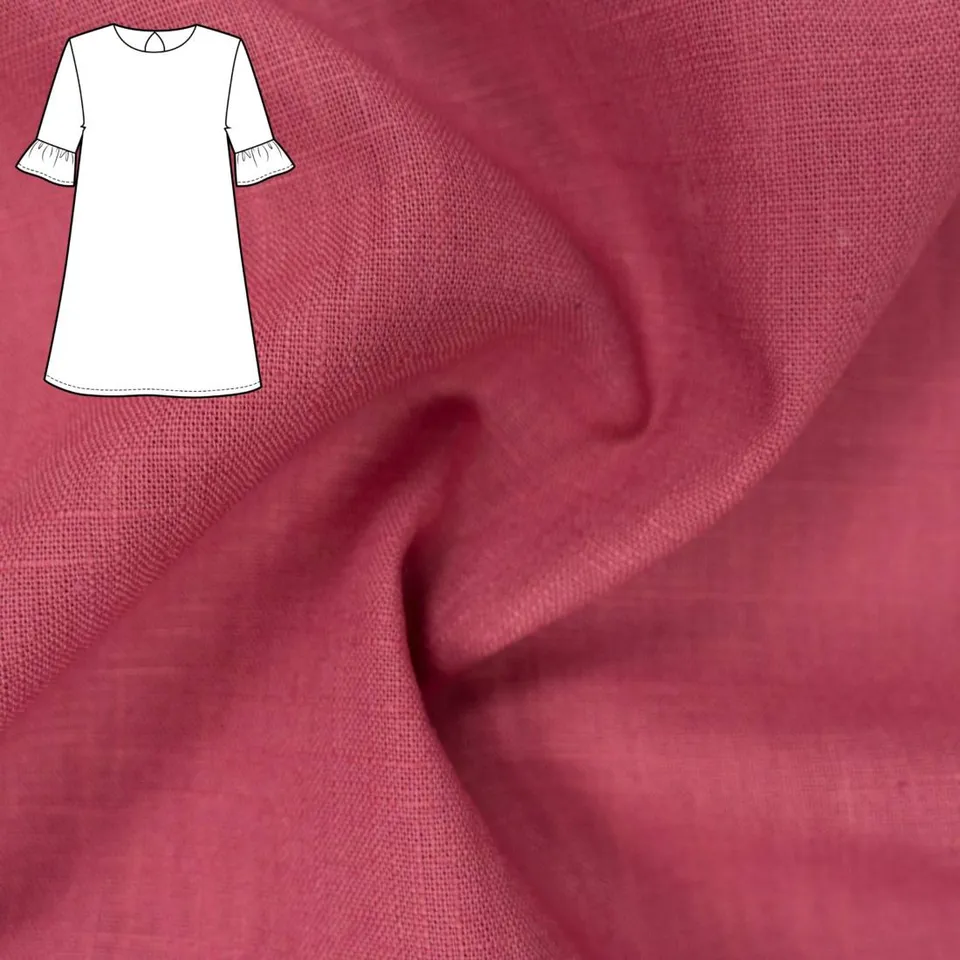 n-hfrosch-cantik-n-hpaket-kleid-leinen-pink-inkl-garn-knopf image 1