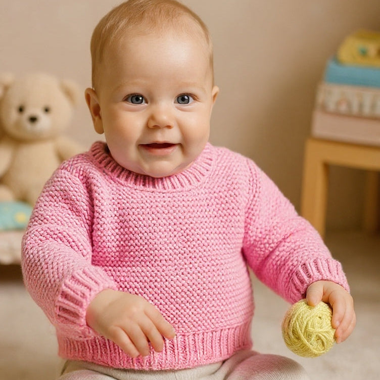 bellalana-babylana-strick-set-baby-pullover-rosa-anf-nger image 3