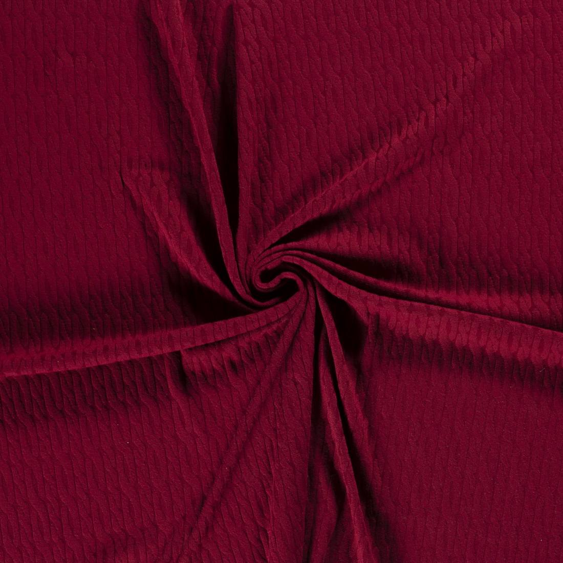 n-hfrosch-strick-jacquard-zopfmuster-stoff-dunkelrot image 2
