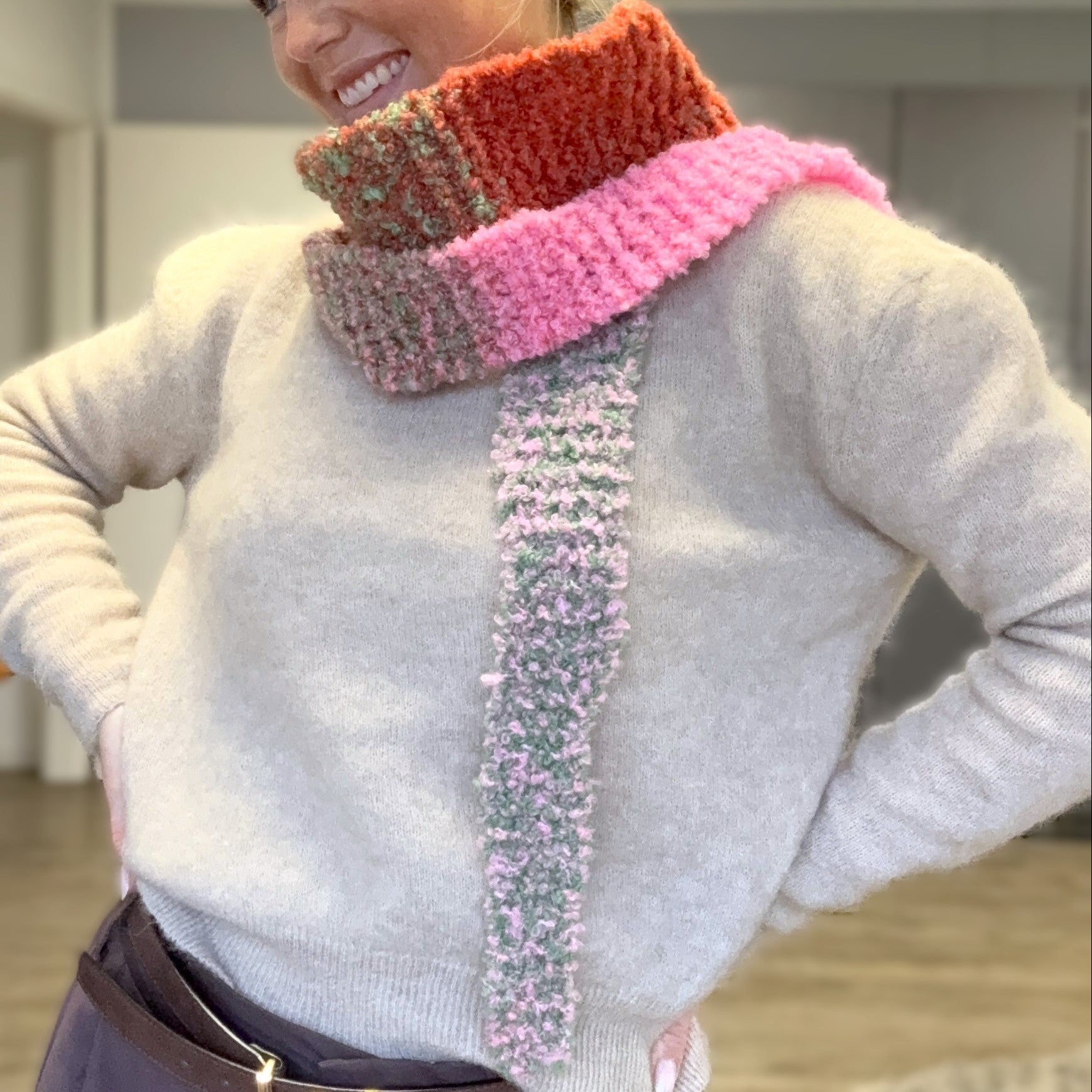 bellalana-strick-sets-sophie-scarf-boucl-schal-pink-gr-n image 4
