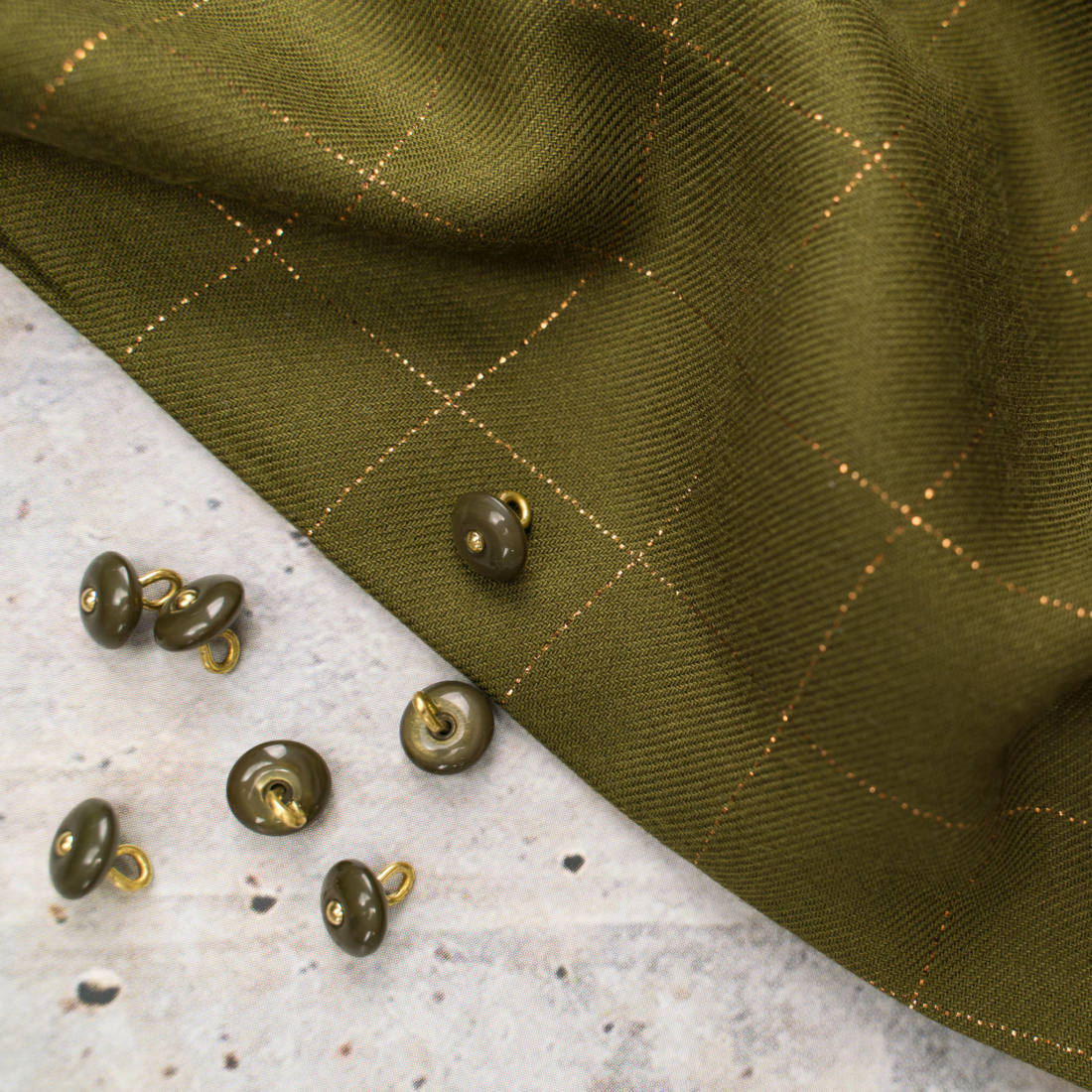n-hfrosch-stoffe-viskose-twill-glitzer-karo-viskosestoff-khaki image 5