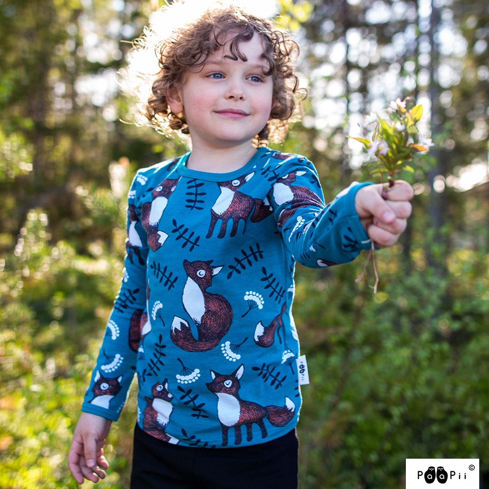 n-hfrosch-stoffe-bio-jersey-fuchs-nuutti-stoff-petrol-tiermuster image 3