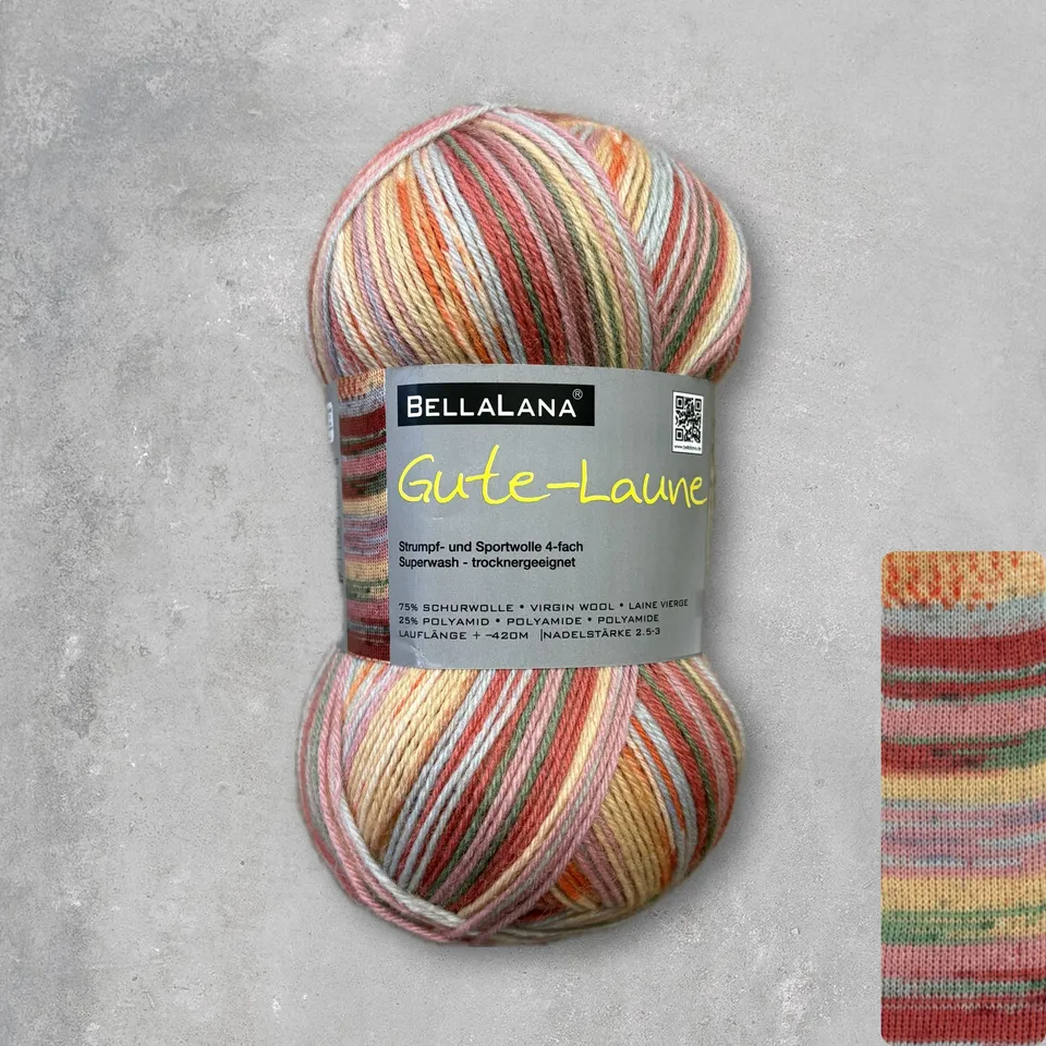 bellalana-gute-laune-socke-sockengarn-orange-rot-bunt image 1