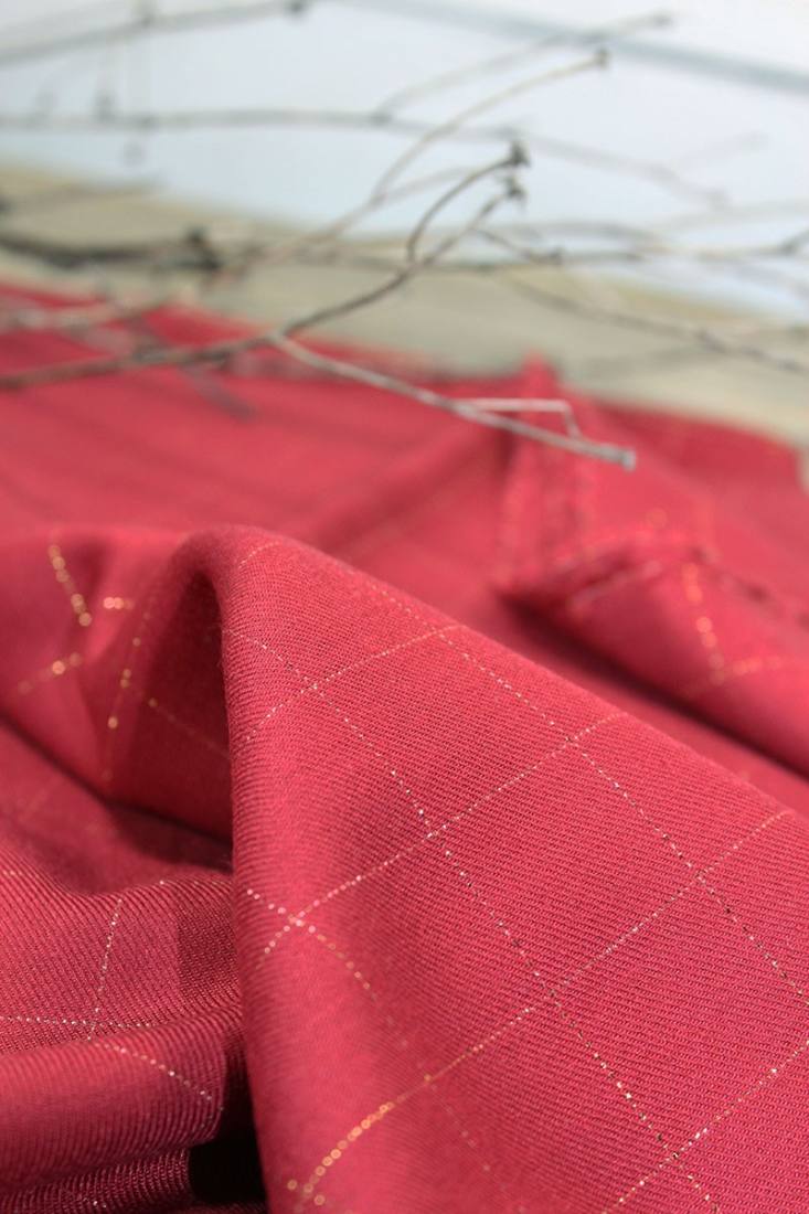 n-hfrosch-stoffe-viskose-twill-glitzer-karo-rot-meterware image 7