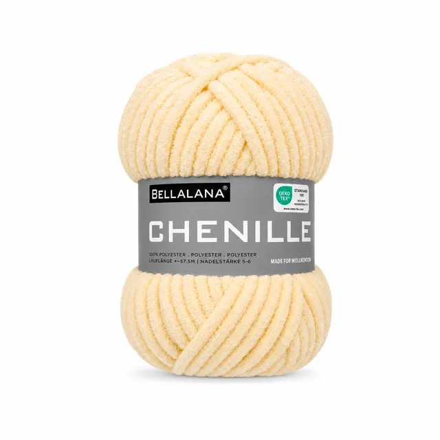 bellalana-chenille-einzelkn-uel-wolle-buttergelb-veganes-kuschelgarn image 1