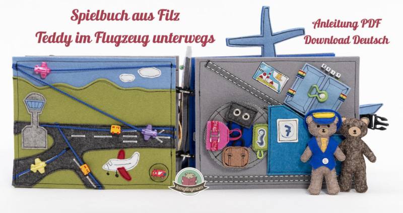 n-hfrosch-teddy-im-flugzeug-quiet-book-f-hlbuch-filz-10-seit image 7