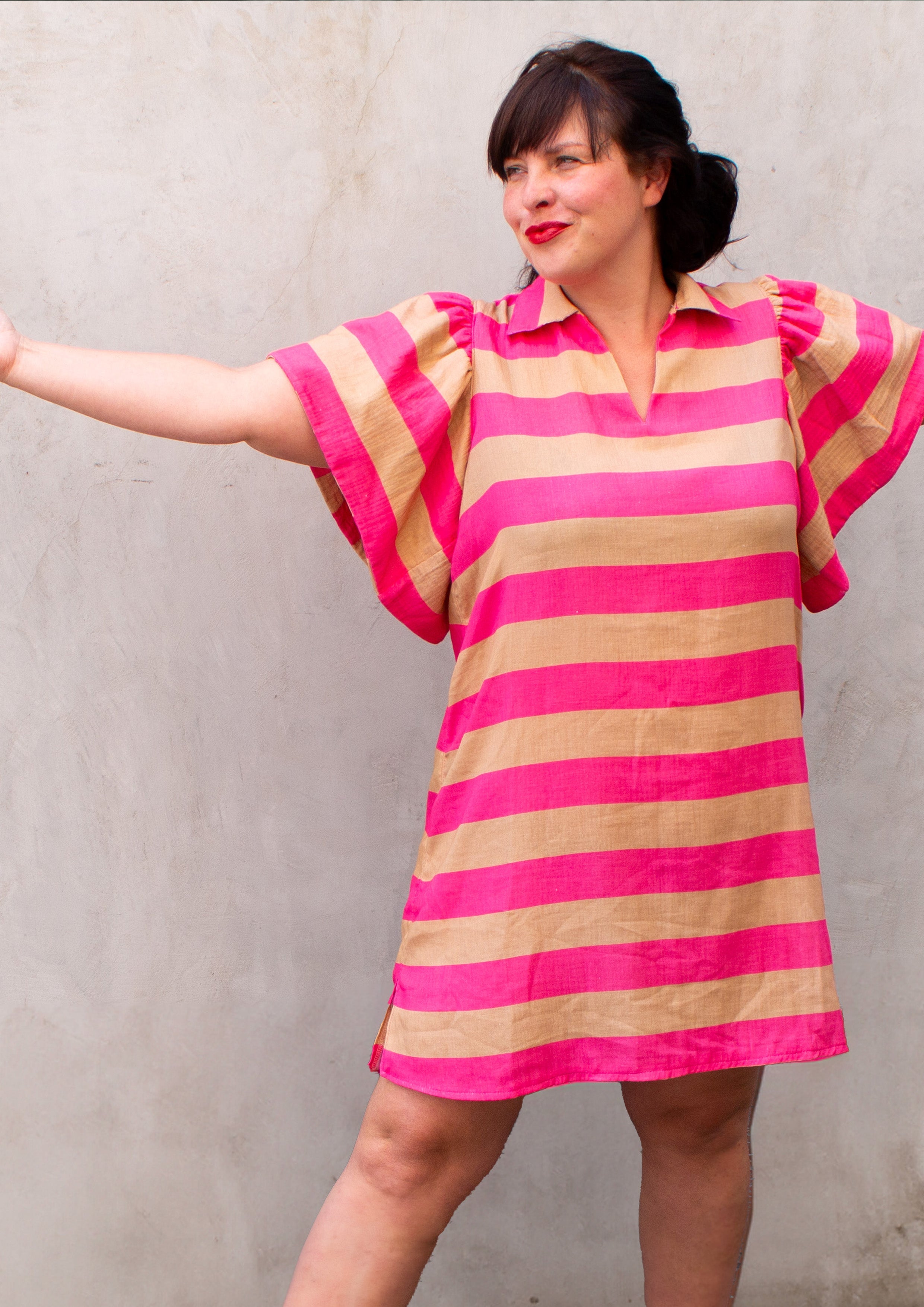 konfetti-patterns-musselin-konfettistreifen-pink-caramel-meter image 2