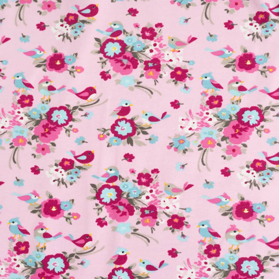 n-hfrosch-baumwoll-jersey-v-gel-blumen-rosa-kinderstoff image 1
