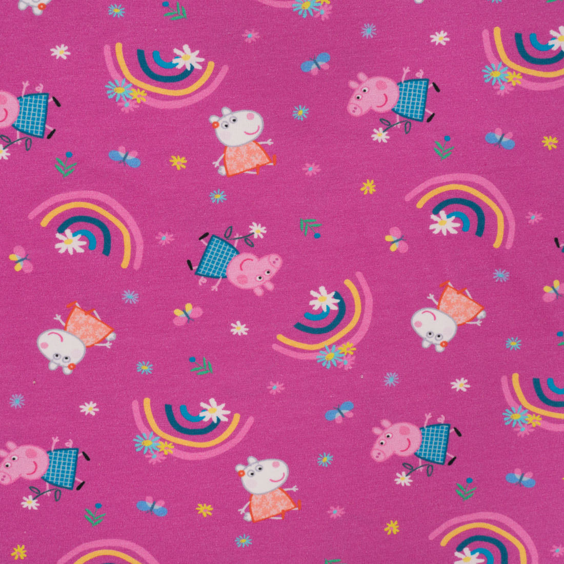 n-hfrosch-stoffe-baumwolljersey-peppa-wutz-regenbogen-kinder image 1