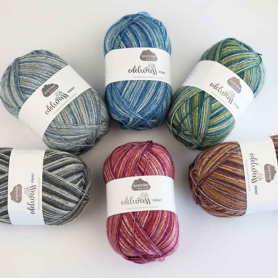 kremke-soul-wool-edelweiss-print-4fach-sockenwolle-fog-streifenmuster image 3