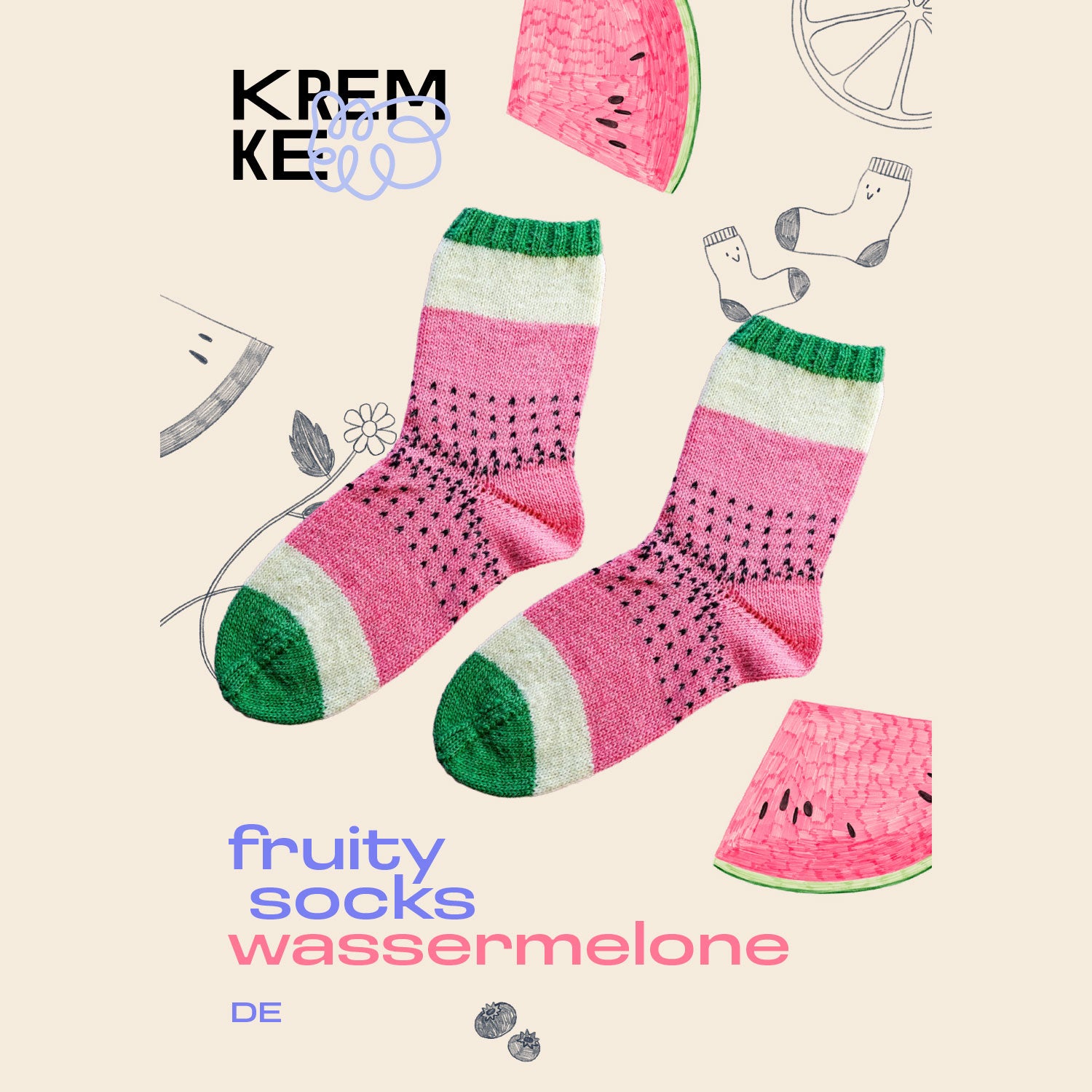 kremke-soul-wool-fruity-socks-wassermelone-strickanleitung-socken image 2