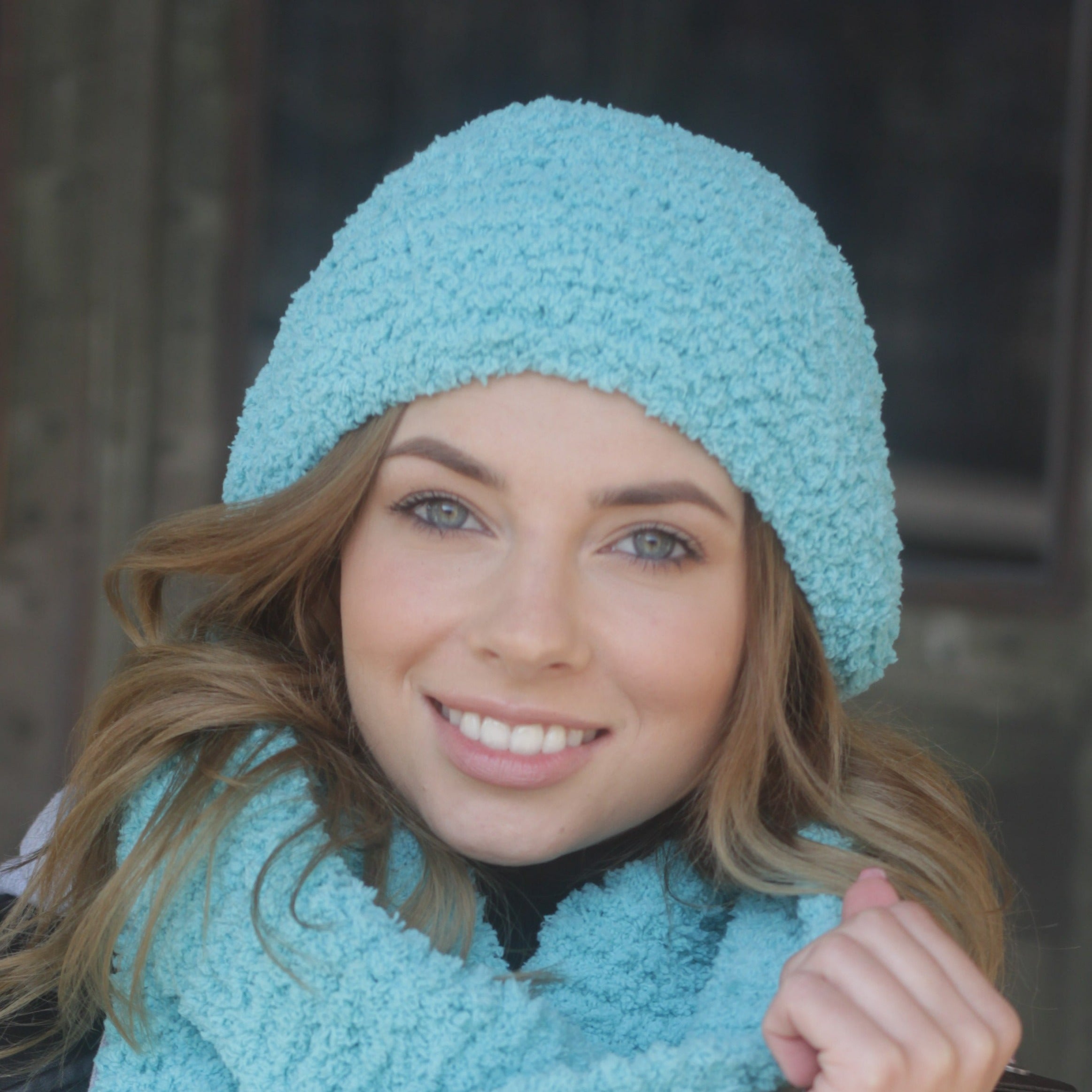 bellalana-teddy-strick-set-schal-m-tze-t-rkis-polyester image 5