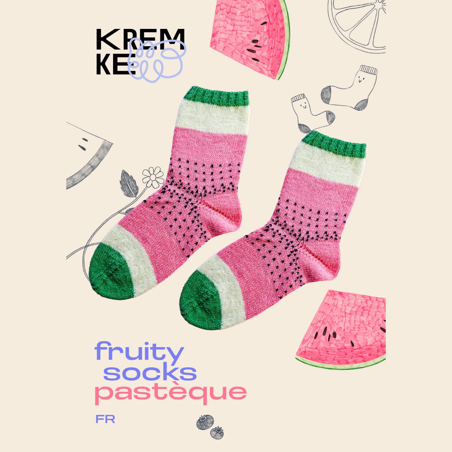 kremke-soul-wool-fruity-socks-wassermelone-strickanleitung-socken image 4